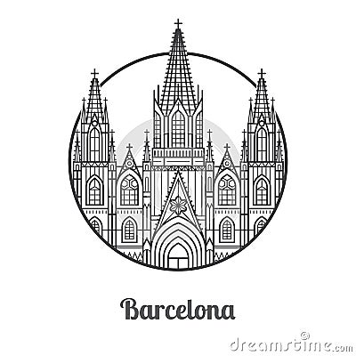 Landmark of Barcelona Icon Vector Illustration