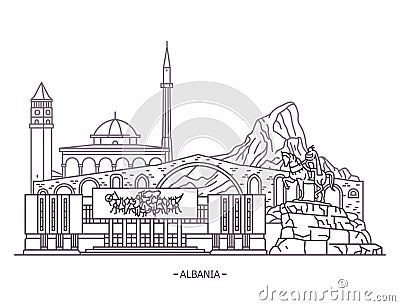 Landmark buildings of Albania Vector Illustration