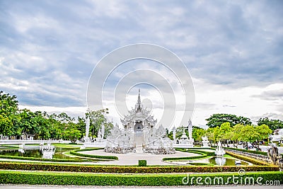 Landmark of Chaing Rai - Wat Rong Khun is a famous temple and is another tourist destination of Chiang Rai, Thailand, White Stock Photo