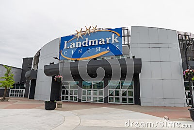 Landmark Cinemas movie theatre entrance in Canada Editorial Stock Photo