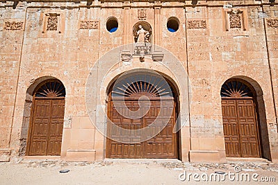 Three old doors of convent in Ayllon Stock Photo