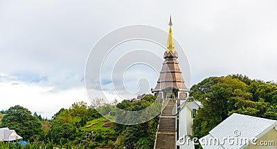 Landmark landscape pagoda Noppamethanedol & Noppapol Phumsiri in Stock Photo