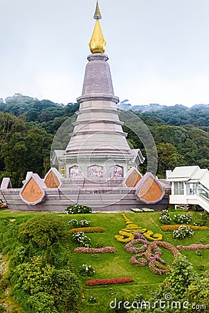 Landmark landscape pagoda Noppamethanedol & Noppapol Phumsiri in Stock Photo