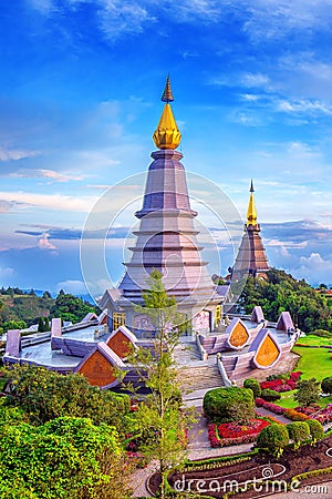 Landmark pagoda in doi Inthanon national park at Chiang mai, Thailand. Stock Photo