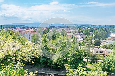 Landmark view on Cesky Tesin from Cieszyn Castle hill in Cieszyn, Poland Stock Photo