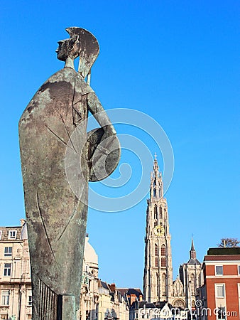2 landmarks of Antwerpen , Belgium Stock Photo