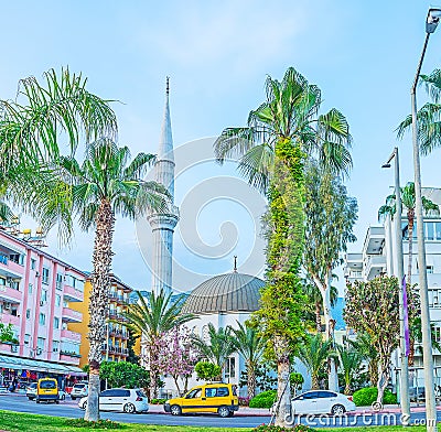 The landmarks of Ataturk boulevard in Alanya Stock Photo