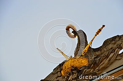Landmarks of castle with eagle of gold Stock Photo