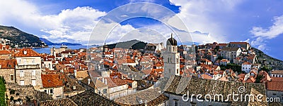 Landmarks of Croatia - beautiful Dubrovnik town, popular tourist and cruise destination in Europe Stock Photo
