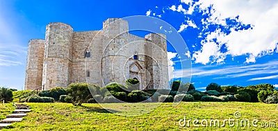Unique octagonal castle Castel del Monte,Puglia,Italy. Stock Photo