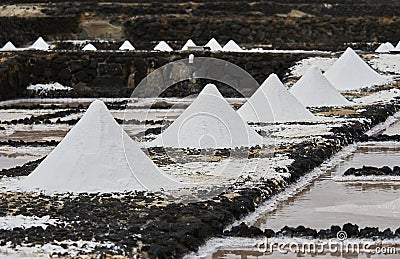Landmarks of Lanzarote - Salinas de Janubio, main salt Stock Photo