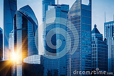 Landmarks of Shanghai,group of modern business buildings Stock Photo