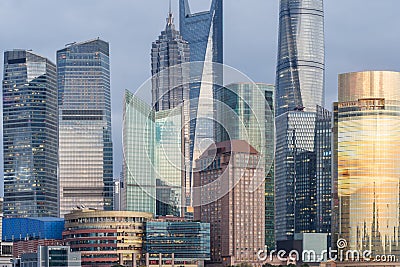 Landmarks of Shanghai,group of modern business buildings Stock Photo