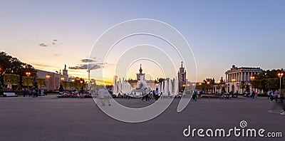 Landmarks in the territory of VDNKh All-Russia Exhibition Centre, also called All-Russian Exhibition Center, Moscow, Russia Editorial Stock Photo