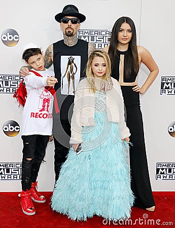 Landon Asher Barker, Travis Barker, Alabama Luella Barker, Atiana de la Hoya Editorial Stock Photo