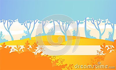 Flat cartoon, trendy, vector illustration with park landscape background. Vector Illustration