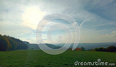 Landscape above village Hangard in german district Landkreis Neunkirchen Stock Photo