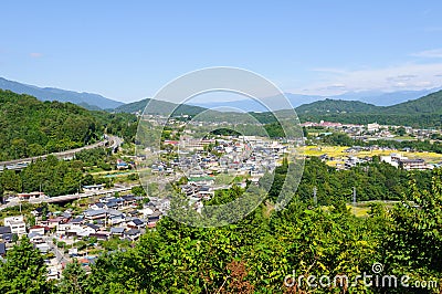 Landscape of Achi village in Southern Nagano, Japan Stock Photo