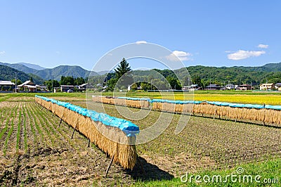 Landscape of Achi village in Southern Nagano, Japan Stock Photo