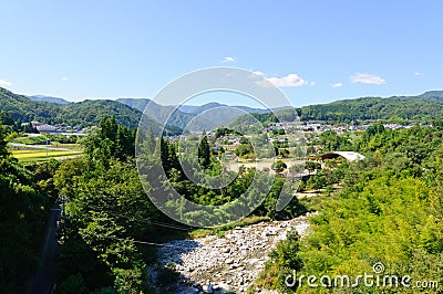 Landscape of Achi village in Southern Nagano, Japan Stock Photo