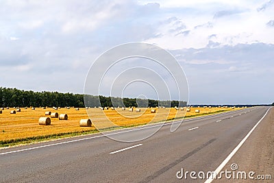 Landscape of the agricultural field and highway Stock Photo