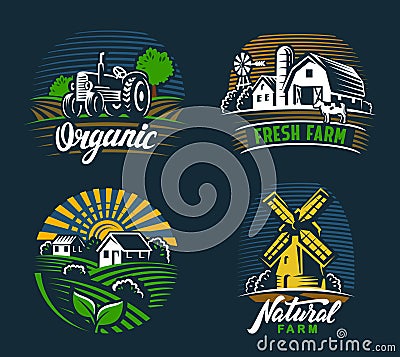 Landscape agriculture emblem Vector Illustration