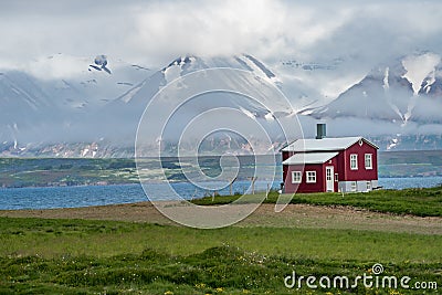 Landscape Along the Eyjafjordur, Iceland Stock Photo