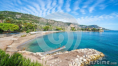 Amazing beach Baie des Fourmis, Beaulieu sur Mer, Cote d `Azur, France Stock Photo