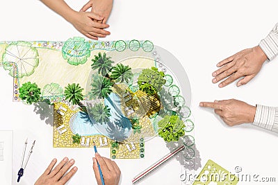 Landscape architect meeting with client Stock Photo