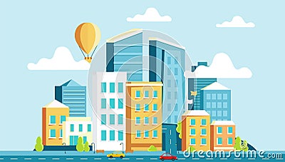 Landscape architecture of the modern city. Vector Illustration