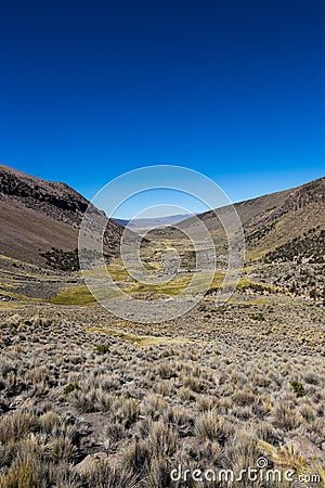 Landscape of an arid valley in the Andean highlands Stock Photo