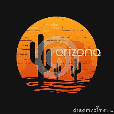 Landscape of Arizona state. T-shirt vector design. Vector Illustration