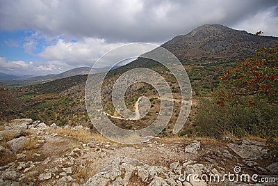 Landscape around Mycenae ancient ruin Stock Photo