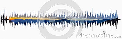 landscape and audio waveform silhouette on a white background Stock Photo