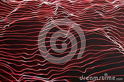 Landscape background. Cyberspace landscape grid. 3d technology. Abstract red landscape on black background with light Stock Photo