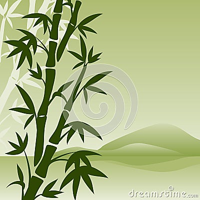 Landscape with bamboo Vector Illustration