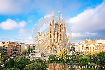 Landscape of Barcelona city from the roof top of hotal Editorial Stock Photo