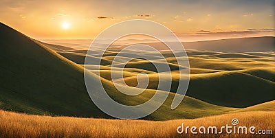 Landscape bathed in the glow of a radiant sun embodying minimalism Stock Photo