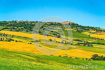 Landscape of the beautiful hilly Tuscany field in Italy Stock Photo