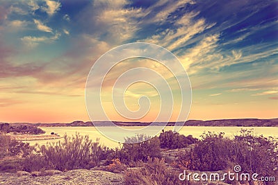 Landscape and blue sky,vintage effect Stock Photo