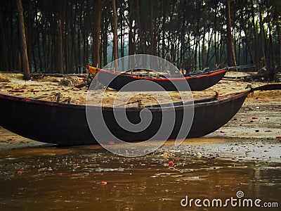 Landscape ,boats resting before the voyage Stock Photo