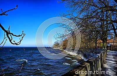 Landscape of Bodensee lake from the town of Lindau Schwarzwald germany Stock Photo