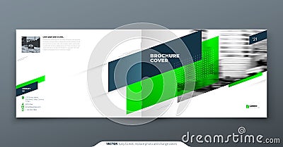 Landscape Brochure design. Green corporate business template brochure, report, catalog, magazine. Brochure layout modern Vector Illustration