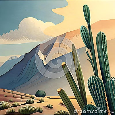 landscape with cactus Stock Photo