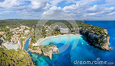 Landscape with Cala Galdana beach, Menorca island Stock Photo