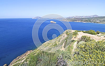 Landscape of Cape Sounion Attica Greece Stock Photo