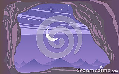 View of moon on the sky Vector Illustration