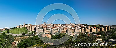 Landscape of the center of the walled city of Avila. Stock Photo