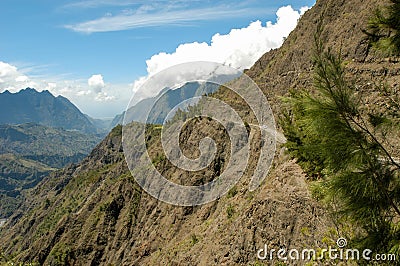 Landscape of Cirque of Cilaos on La Reunion Island Stock Photo