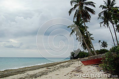Landscape of the coastline of Jambiani, Zanzibar, Tanzania, Africa Stock Photo